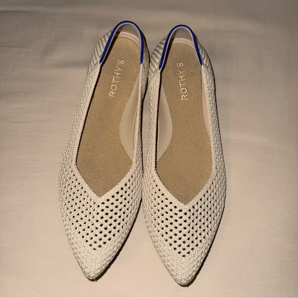 Rothy's The Point II Off White Mesh Women's Flats Size 9